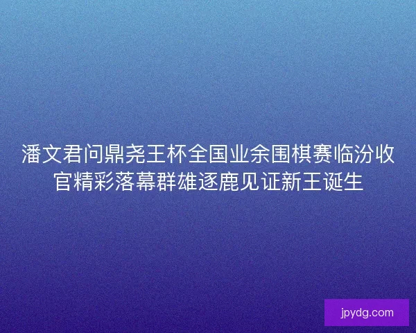 潘文君问鼎尧王杯全国业余围棋赛临汾收官精彩落幕群雄逐鹿见证新王诞生